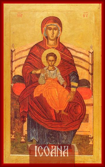 Icoana Maicii Domnului pe tron, icoană pictată, cod:MDP414