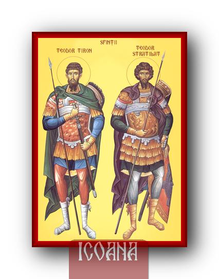 Icoana pictata a Sfinților Teodor Tiron și Teodor Stratilat, cod:SFP469 - imagine 2