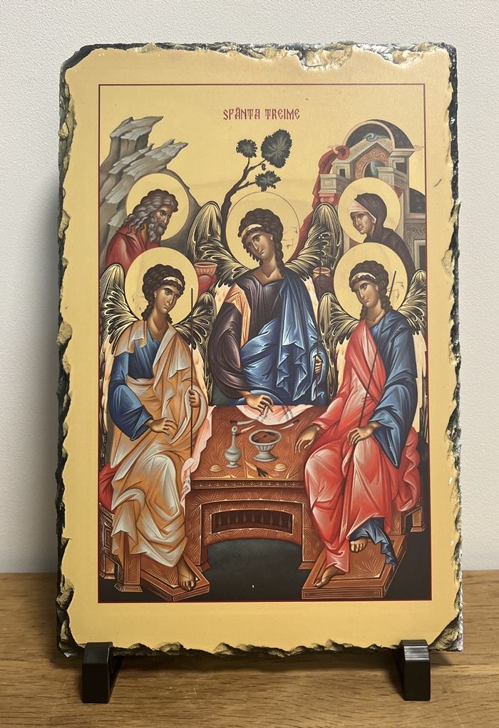 Sfânta Treime – icoană imprimată pe piatr 20 x 30 cm